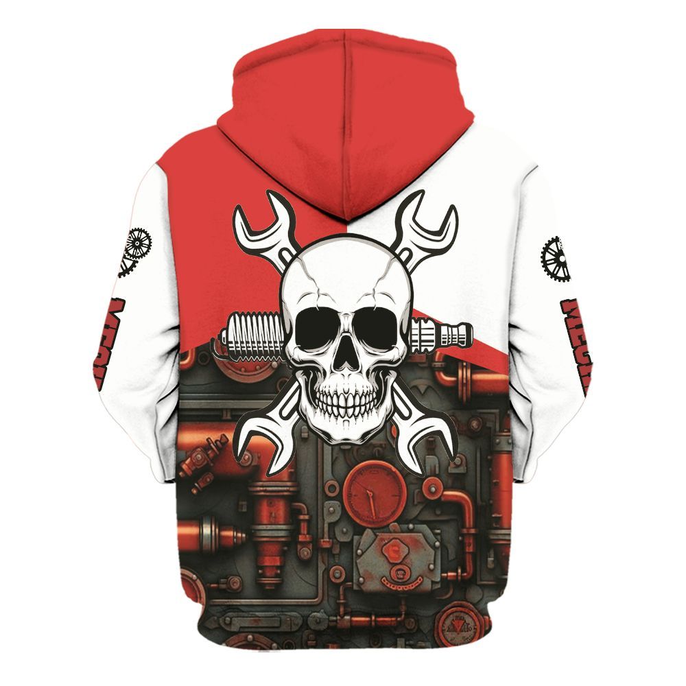 Amare Box Mechanic Shirt, Mechanic Skull, Custom Name Shirt, Love Mechanic, Gift For Mechanician Unisex Hoodie