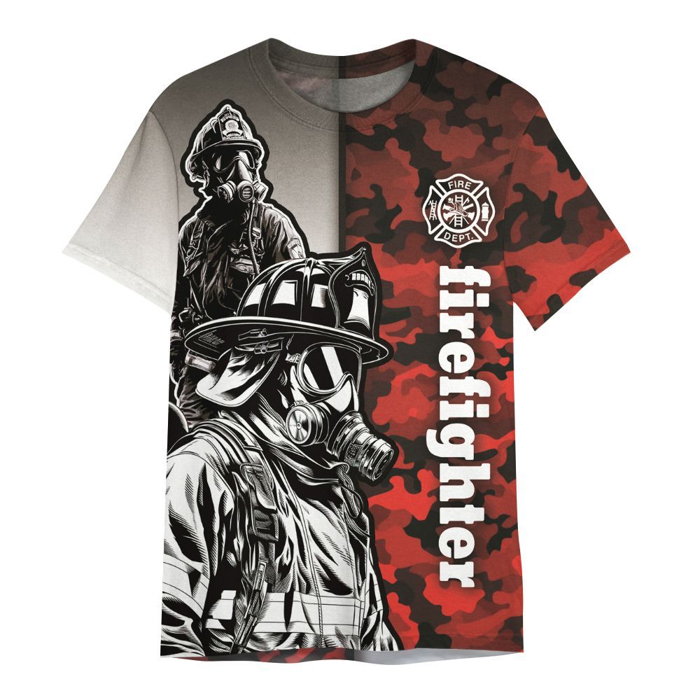 Amare Box Firefighter Shirt, Firefighter Red Camo, Military Firefighter, Firefighter Support, California Fire, Gift Shirt For Fireman All Over Print Unisex Shirt