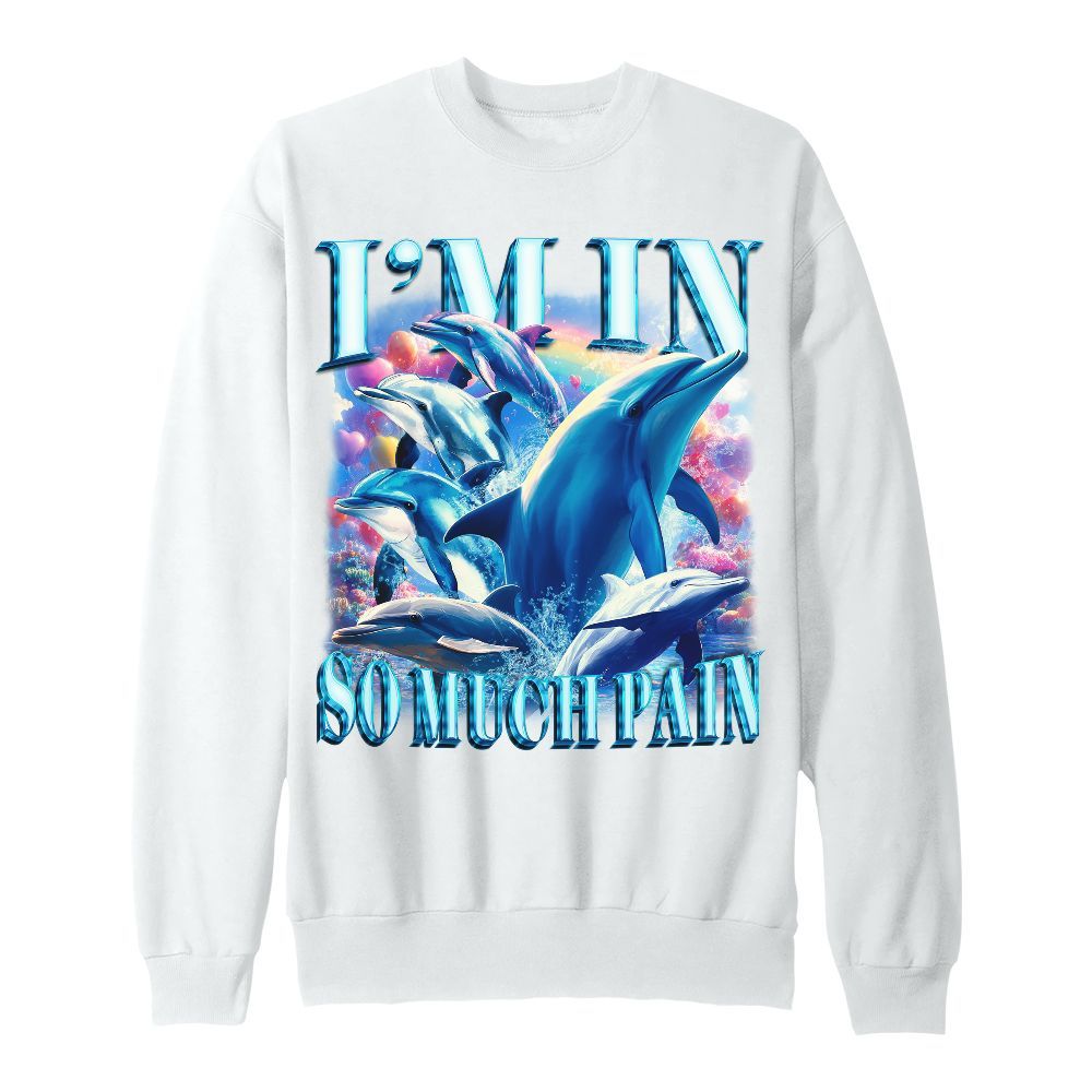 Amare Box Im In So Much Pain Meme Shirt, Funny Dancing Dolphin Autism Cute Art Symphony Unisex Sweatshirt