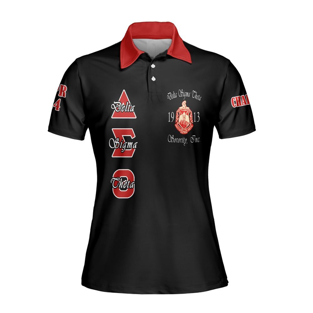 Ireishprint Delta Sigma Theta Custom Chapter Polo Shirt, Personalized Black Polo Shirt Delta Sigma Theta Sorority Polo Shirt