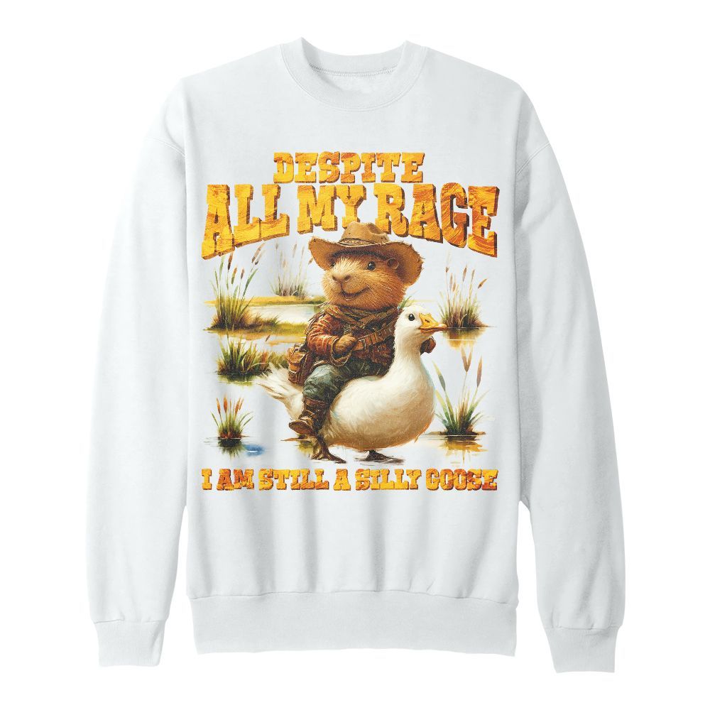 Amare Box Funny Capybara Goose Meme Shirt, Despite All My Rage I Am Still A Silly Goose Gift For Fan Unisex Sweatshirt