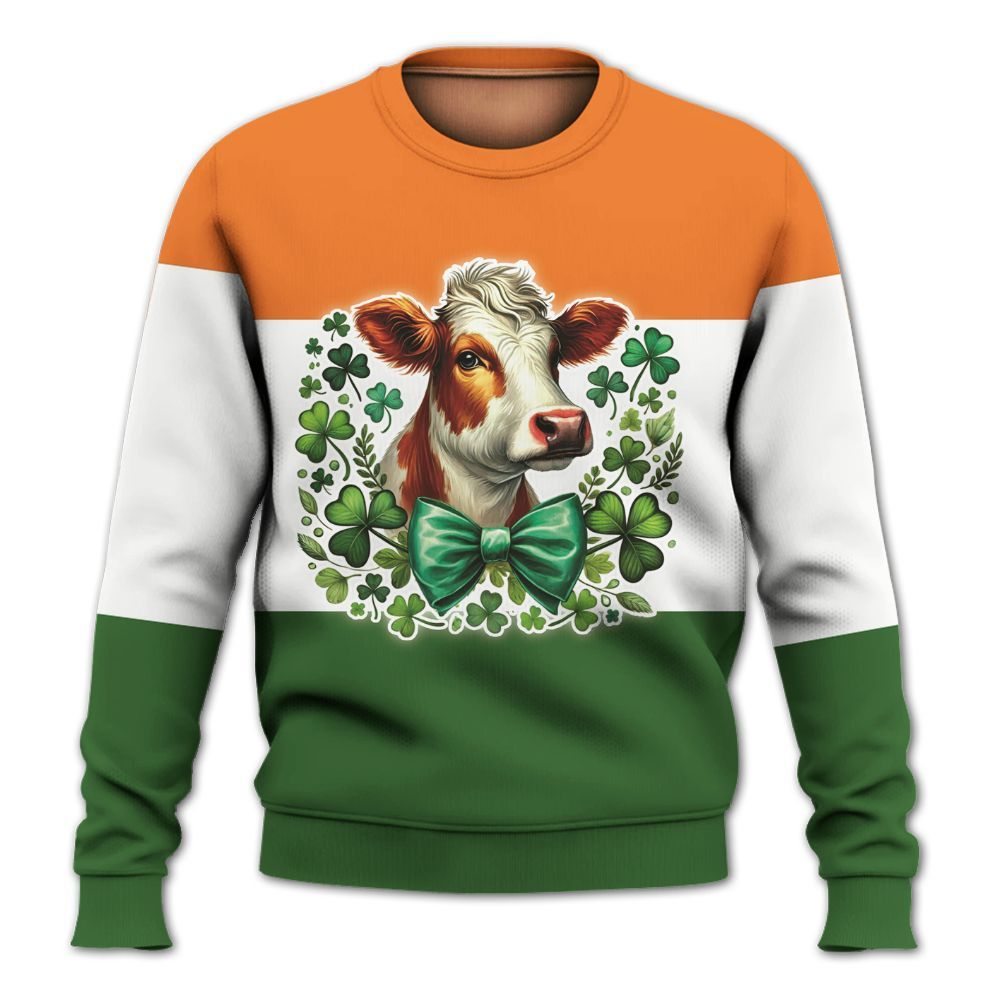 Amare Box Cow Farm Shirt, ST Patrick's Day Cow, Not Lucky Simply Luck, Cute Cow, Lucky Cow, Cow Shirt, Holiday Gift For Cow Lover Knitted Sweater