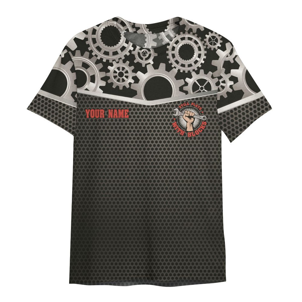 Amare Box Mechanic Shirt, Still Plays With Blocks, Custom Name Shirt, Mechanic Lover, Mechanic Clipart, Gift For Mechanician All Over Print Unisex Shirt