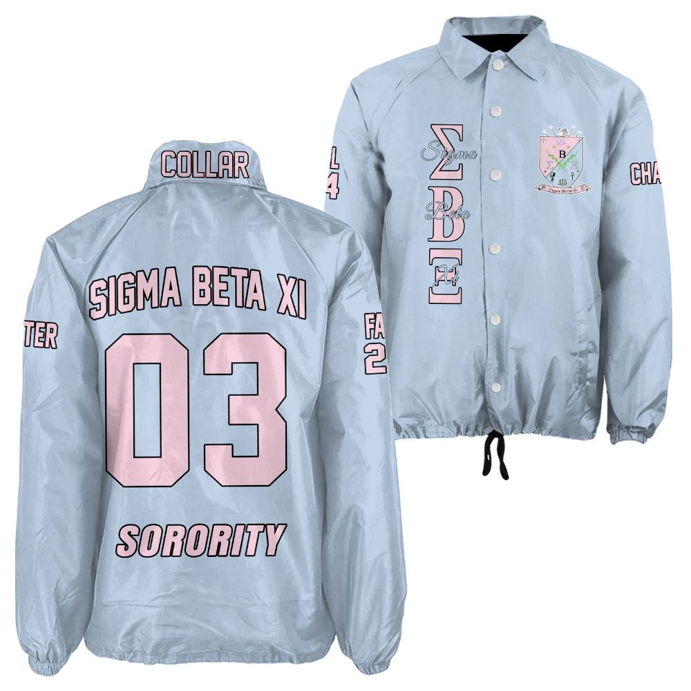 Ireishprint Sigma Beta Xi Custom Line Crossing Jacket, Personalized White Sigma Beta Xi Line Jacket Sorority Crossing Jacket