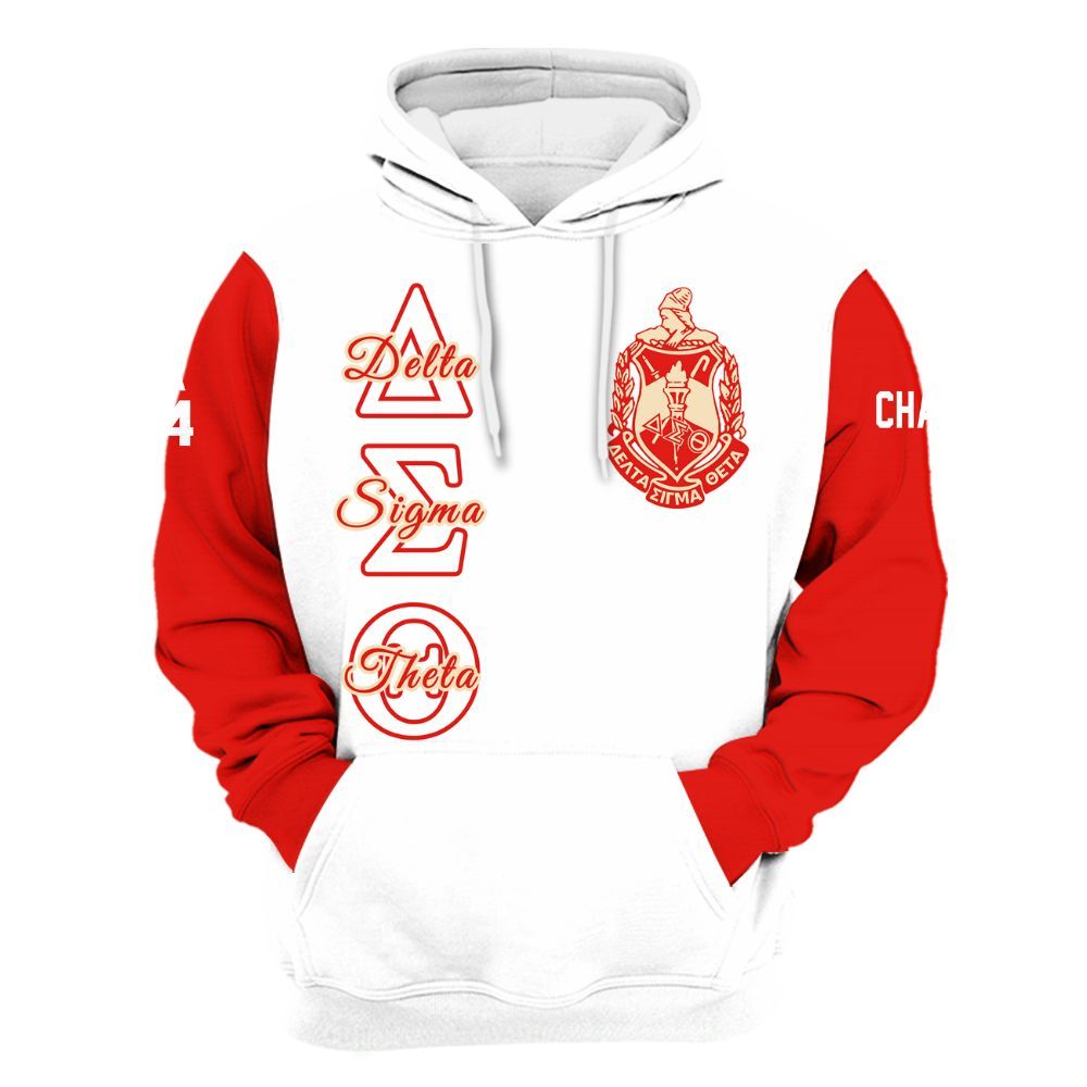 Ireishprint Delta Sigma Theta Custom Chapter Shirt, Personalized White Mix Crimson Shirt Delta Sigma Theta Sorority Hoodie