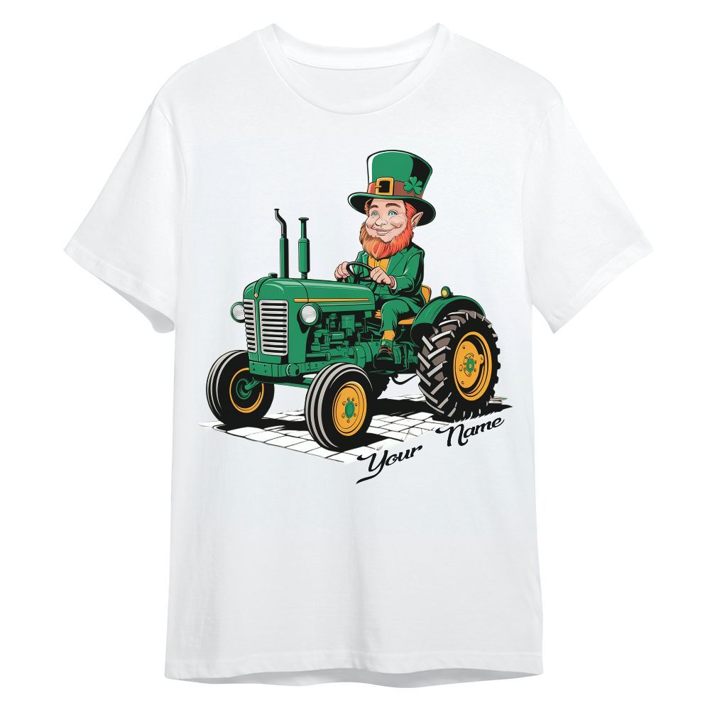 Amare Box Farm Tractor Shirt, Leprechaun Farmer On A Tractor, Custom Name, Love Tractor, St Patricks Day, Gift For St Patricks Day Unisex Shirt