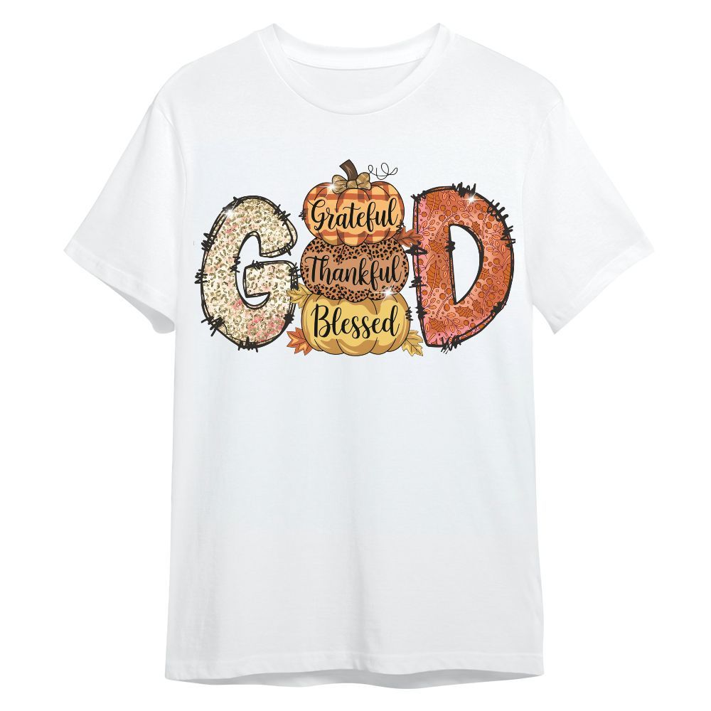 Amare Box GOD Thanksful Grateful And Blessed, Christian Autumn Pumpkin, Leopard Pumpkin Thanksgiving Gift Unisex Shirt