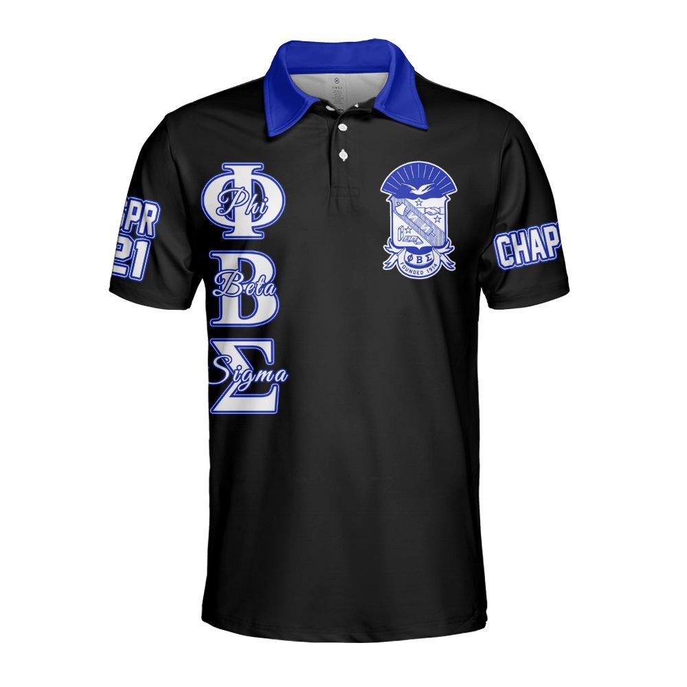 Ireishprint Phi Beta Sigma Custom Chapter Polo Shirt, Personalized Black Polo Shirt Phi Beta Sigma Fraternity Polo Shirt