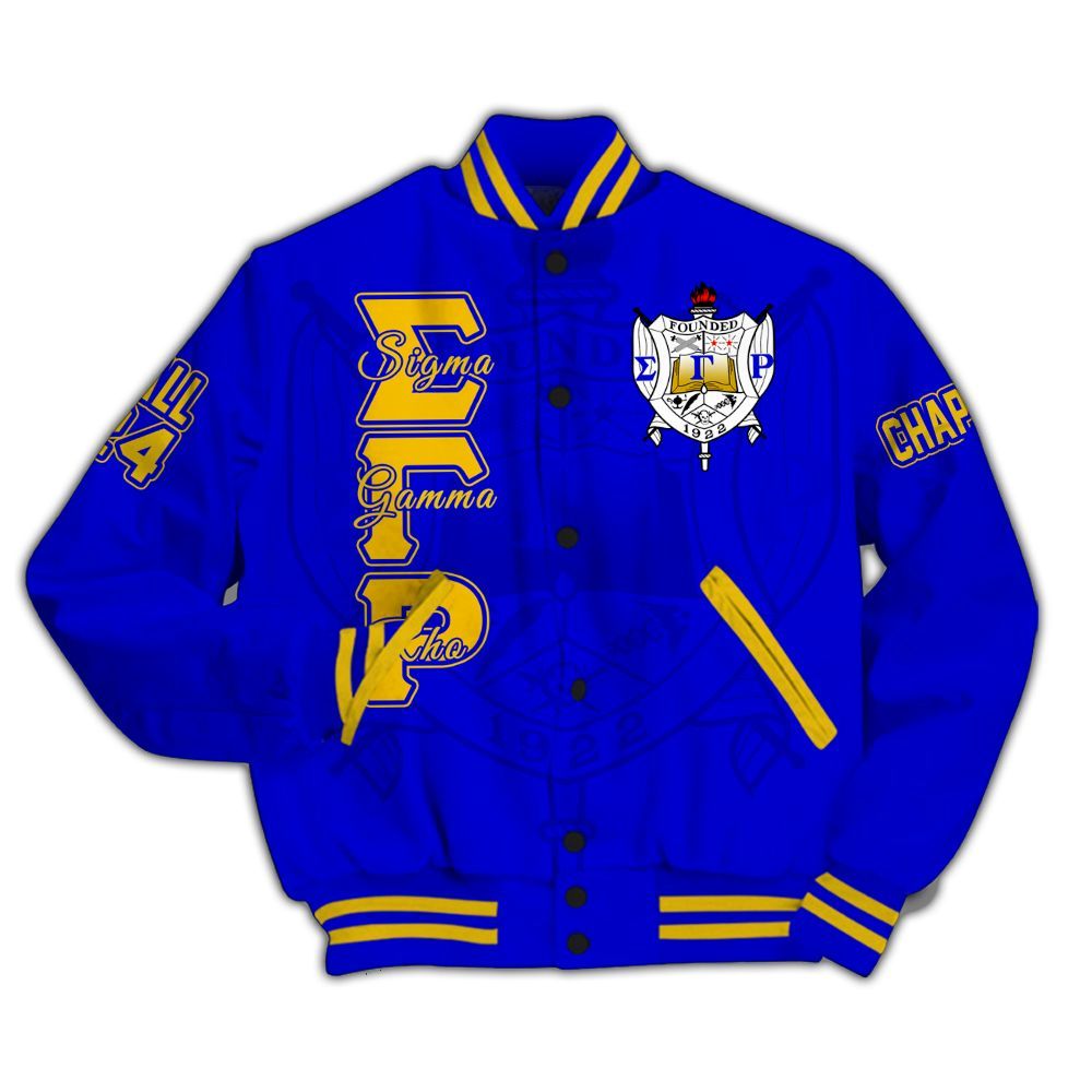 Ireishprint Sigma Gamma Rho Custom Chapter Varsity Jacket, Personalized Royal Blue Jacket Since 1922 Sorority Jacket