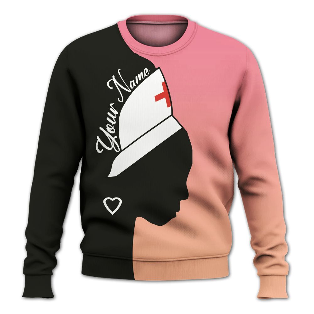 Amare Box Black Nurse Shirt, Black Nurse Crew, Custom Name Shirt, Nurse Clipart, Gift For Black Nurse Knitted Sweater