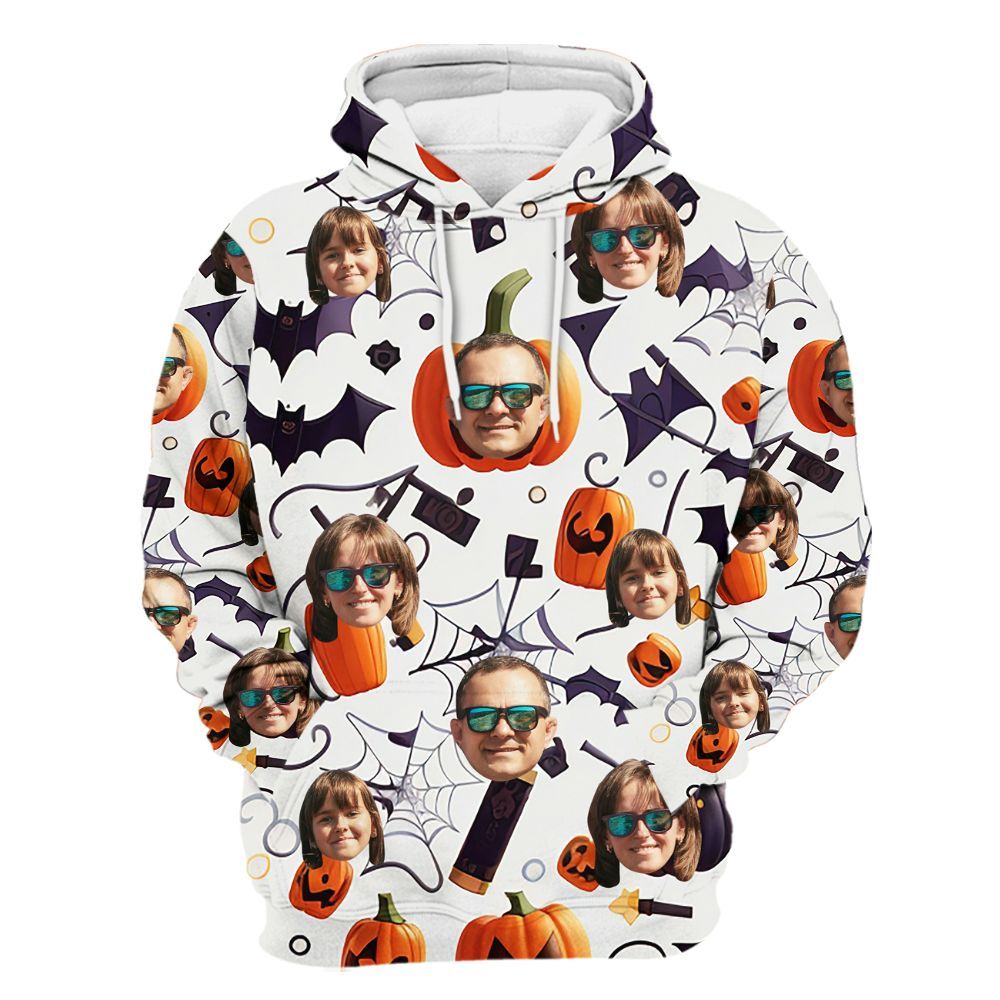 Amare Box Custom Face Halloween Hawaii Shirt, Magic Pumkin With Bats Halloween Horror The Spooky Unisex Hoodie