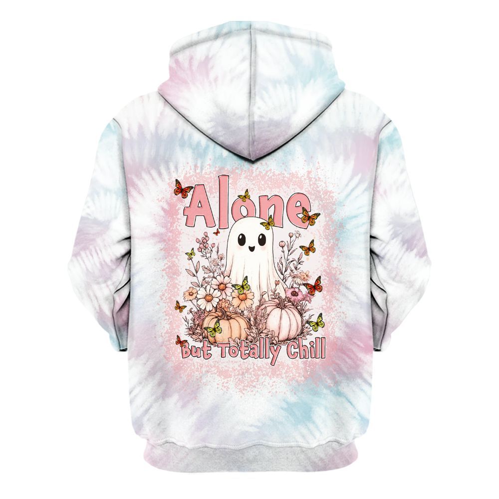 Amare Box Alone But Totally Chill Shirt, Funny Cute Ghost Halloween Gift Unisex Hoodie