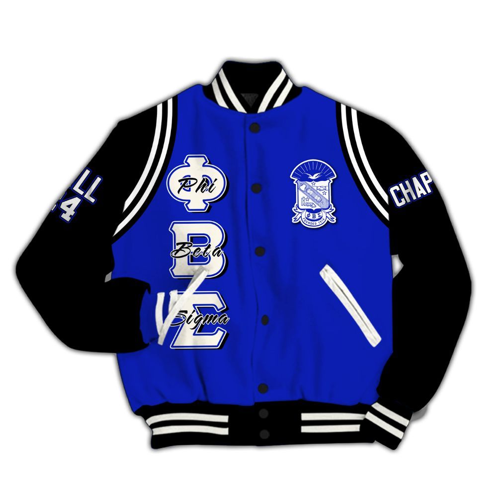 Ireishprint Phi Beta Sigma Custom Chapter Varsity Jacket, Personalized Royal Blue Jacket Phi Beta Sigma Fraternity Jacket