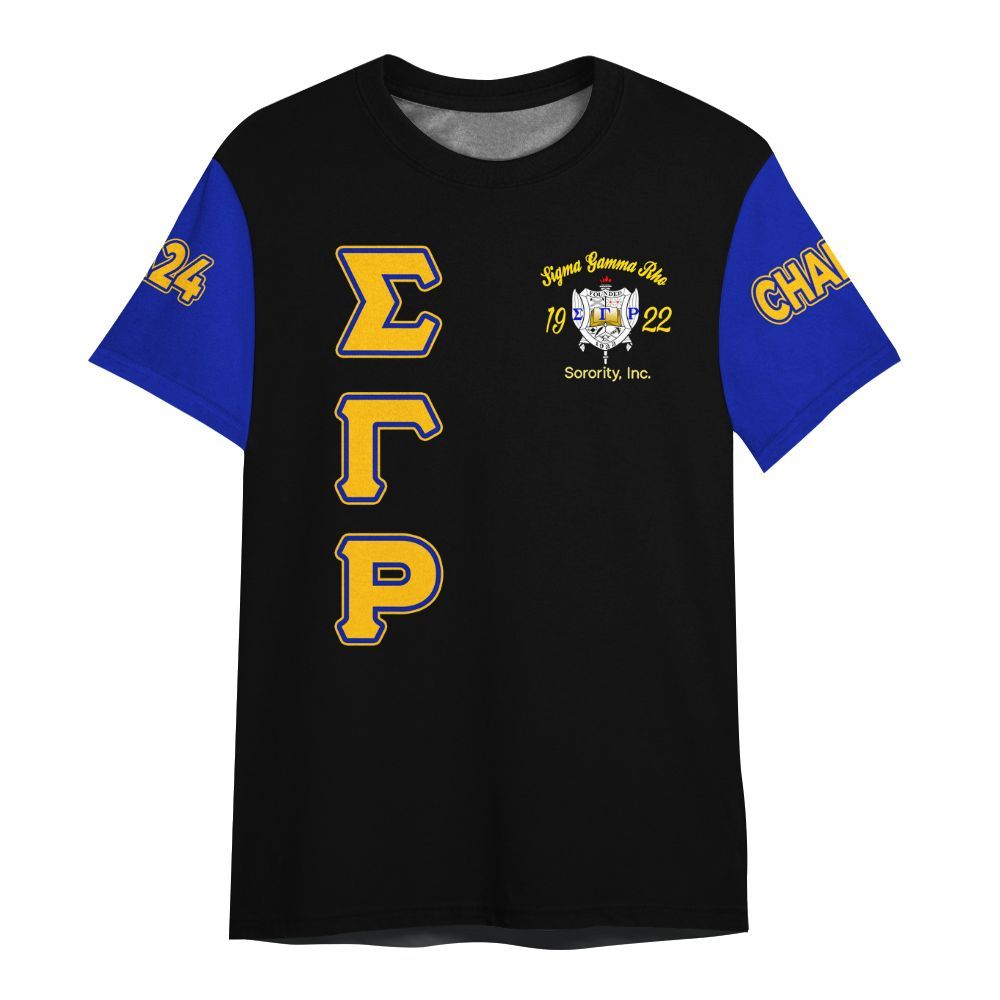 Ireishprint Sigma Gamma Rho Custom Chapter Shirt, Royal Blue Sleeves Style 1922 Sorority Shirt