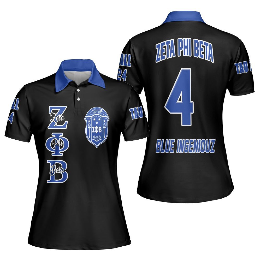 Ireishprint Zeta Phi Beta Custom Chapter Polo Shirt, Personalized Black Polo Shirt Zeta Phi Beta Sorority Polo Shirt