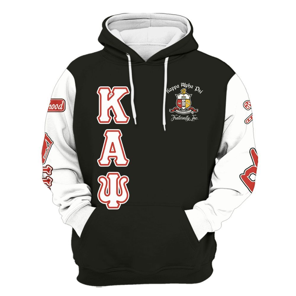 Ireishprint ΚΑΨ Shirt, Simple Black Sporty Style Kappa Yo Nupe 1911 Fraternity Hoodie
