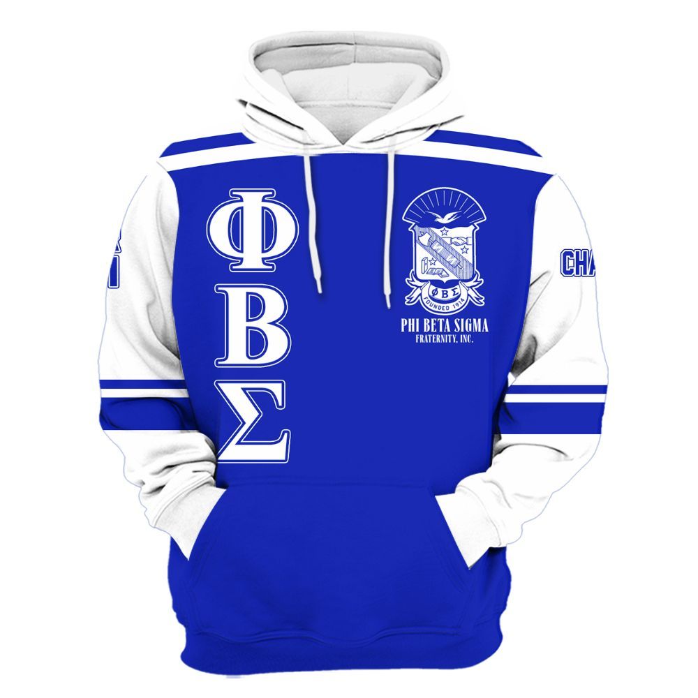 Ireishprint Phi Beta Sigma Custom Chapter Shirt, Personalized White Sleeves Royal Blue Shirt Phi Beta Sigma Fraternity Hoodie