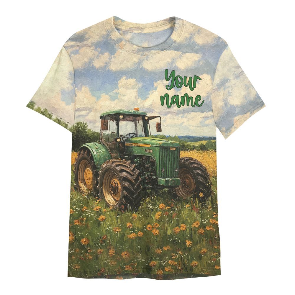 Amare Box Farm Tractor Shirt, Just A Boy Who Love Tractor, Custom Name Shirt, Tractor Clipart, Love Tractor, Vintage Tractor, Boy Tractor, Gift For Loves Farmer All Over Print Unisex Shirt