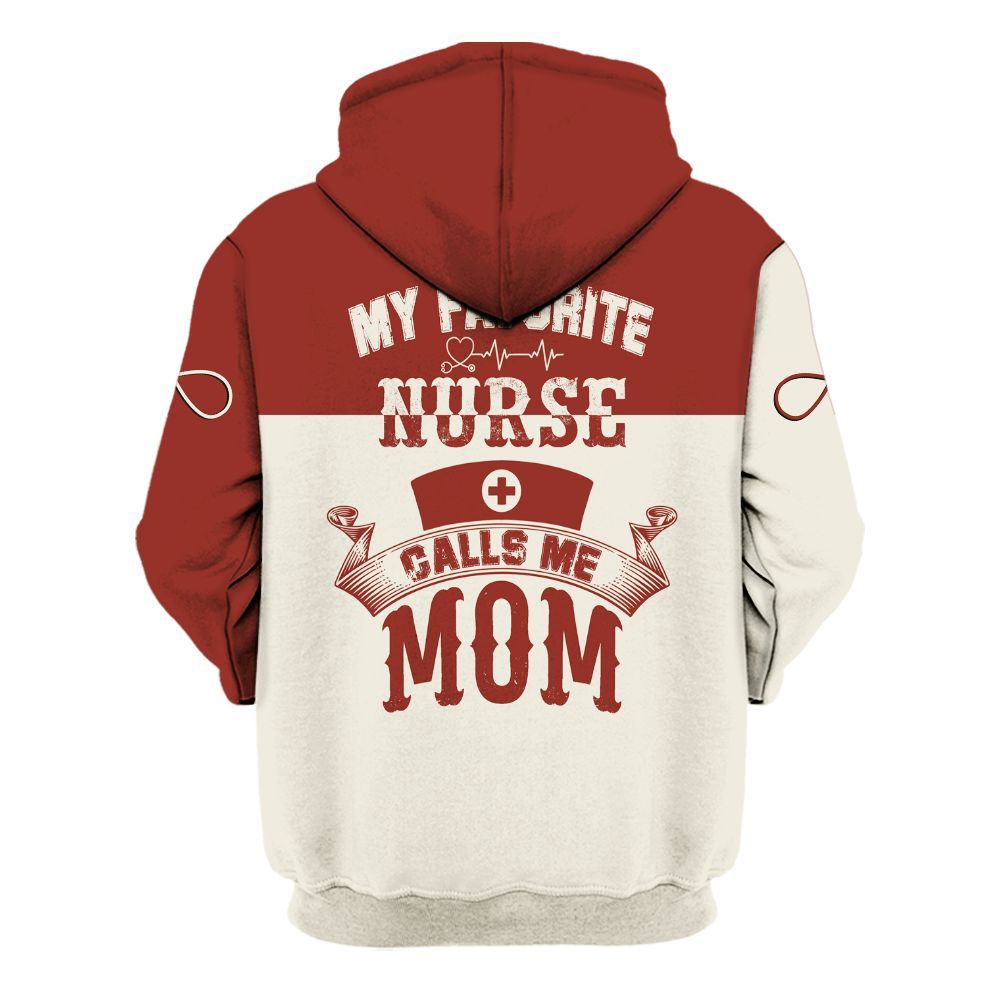 Amare Box Nurse Shirt, My Favorite Nurse Calls Me Mom, Custom Name, Proud Mom, Gifts For Mom, Gift For Nurse's Mom Unisex Hoodie