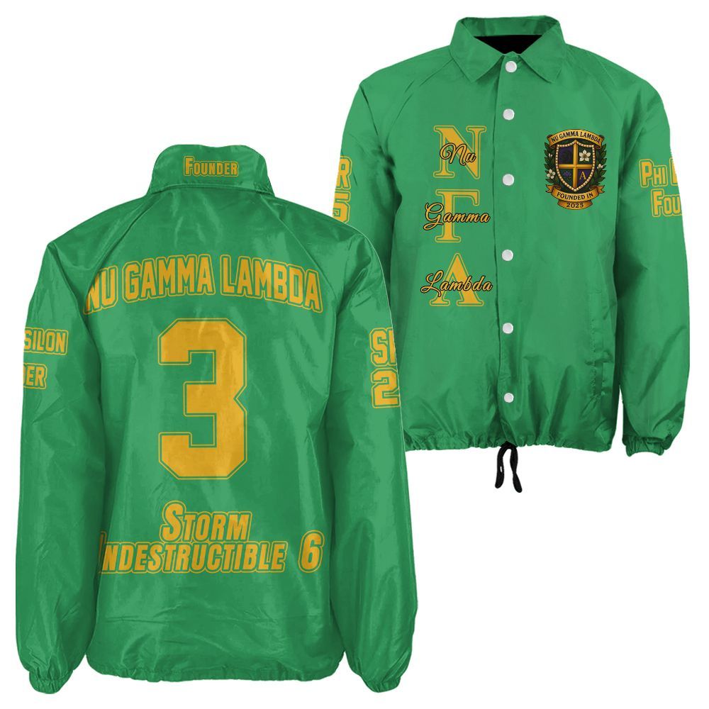 Ireishprint Nu Gamma Lambda Custom Line Crossing Jacket, Personalized Kelly Green Jacket Nu Gamma Lambda Sorority Crossing Jacket