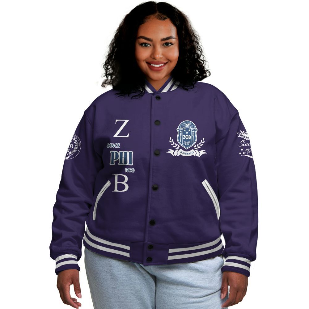 Ireishprint Zeta Phi Beta Varsity Jacket, Finer Womanhood Zeta Phi Beta Since 1920 Sorority Jacket