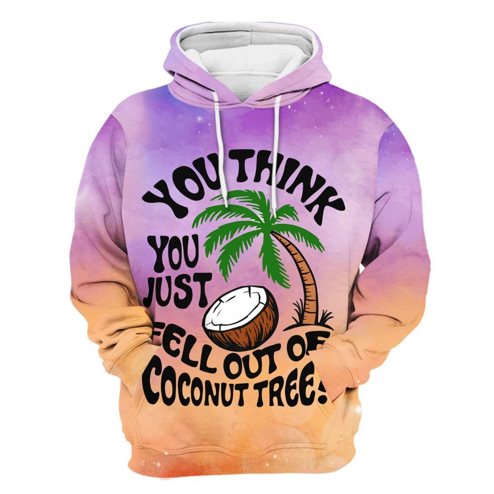 Amare Box Coconut Tree Watercolor Shirt, You Think You Just Fell Out Of A Coconut Tree Shirt Unisex Hoodie