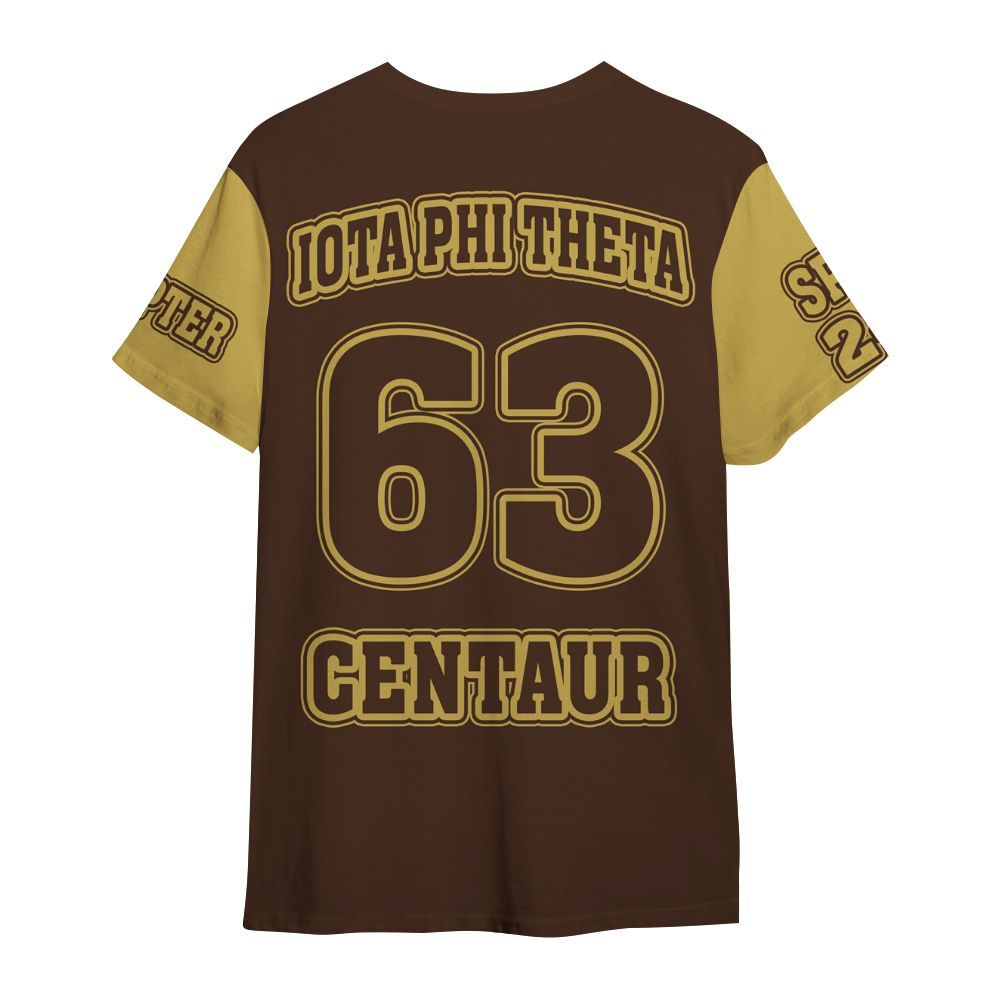 Ireishprint Iota Phi Theta Custom Chapter Shirt, Personalized Gilded Gold Sleeves Charcoal Brown Shirt Iota Phi Theta Fraternity Shirt