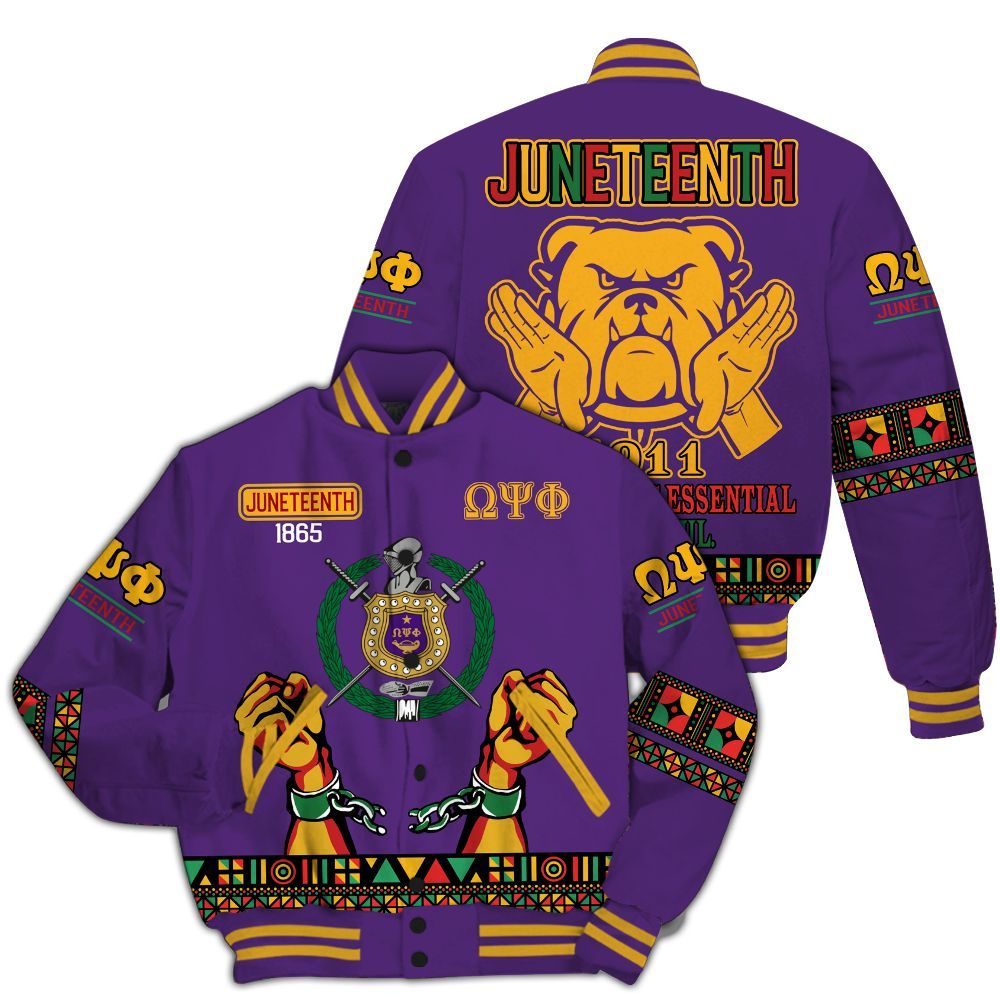 Ireishprint ΩΨΦ Varsity Jacket, Juneteenth Que Dog Psi Phi Varsity Jacket ΩΨΦ Fraternity Jacket