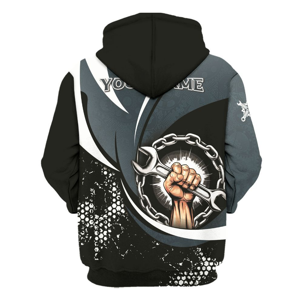 Amare Box Personalized Name Team Gears All Over Printed Mechanic Shirt, Custom Name For Mechanics Unisex Hoodie