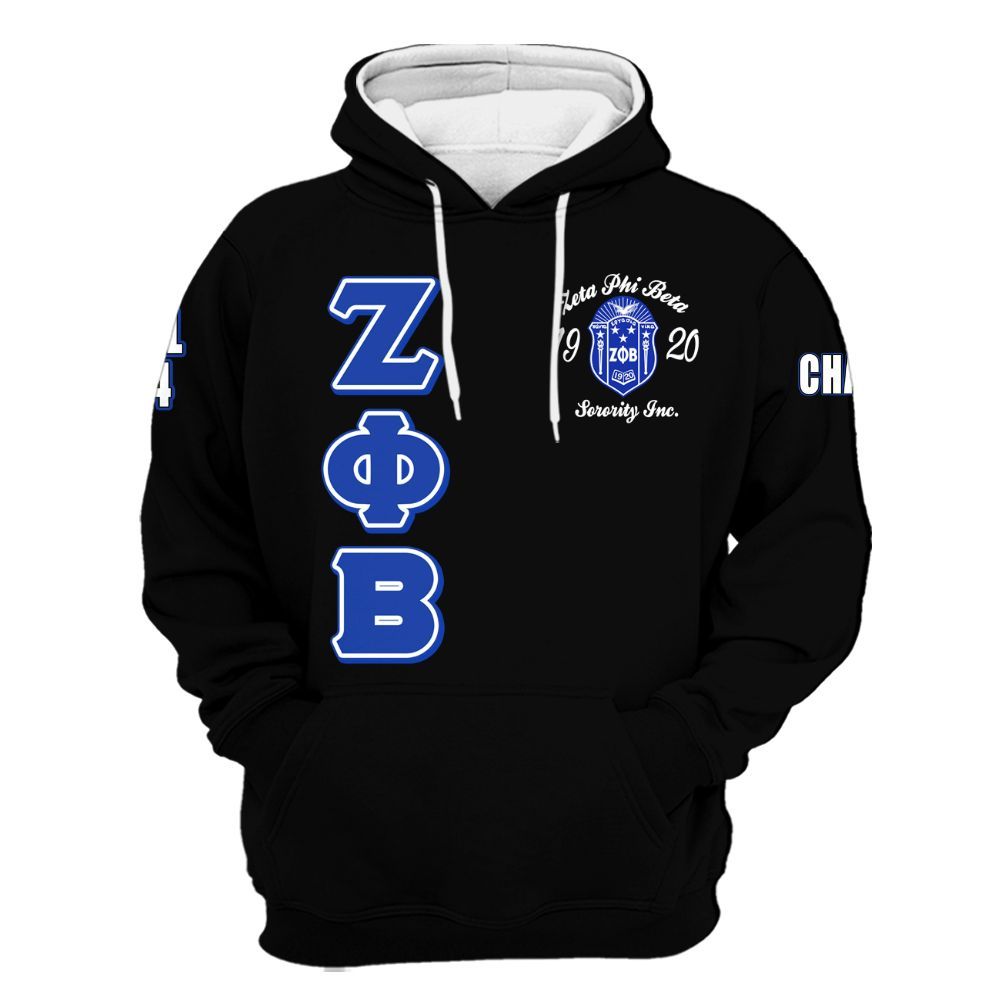 Ireishprint Zeta Phi Beta Custom Chapter Shirt, Zeta Queen Z Phi B Black 1920 Sorority Hoodie