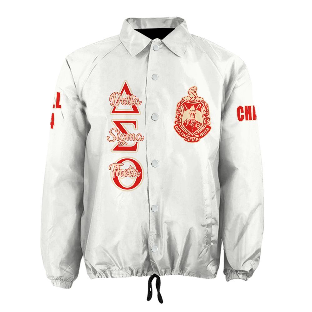 Ireishprint Delta Sigma Theta Custom Line Crossing Jacket, White Simple Delta Sigma Theta Jacket Sorority Crossing Jacket