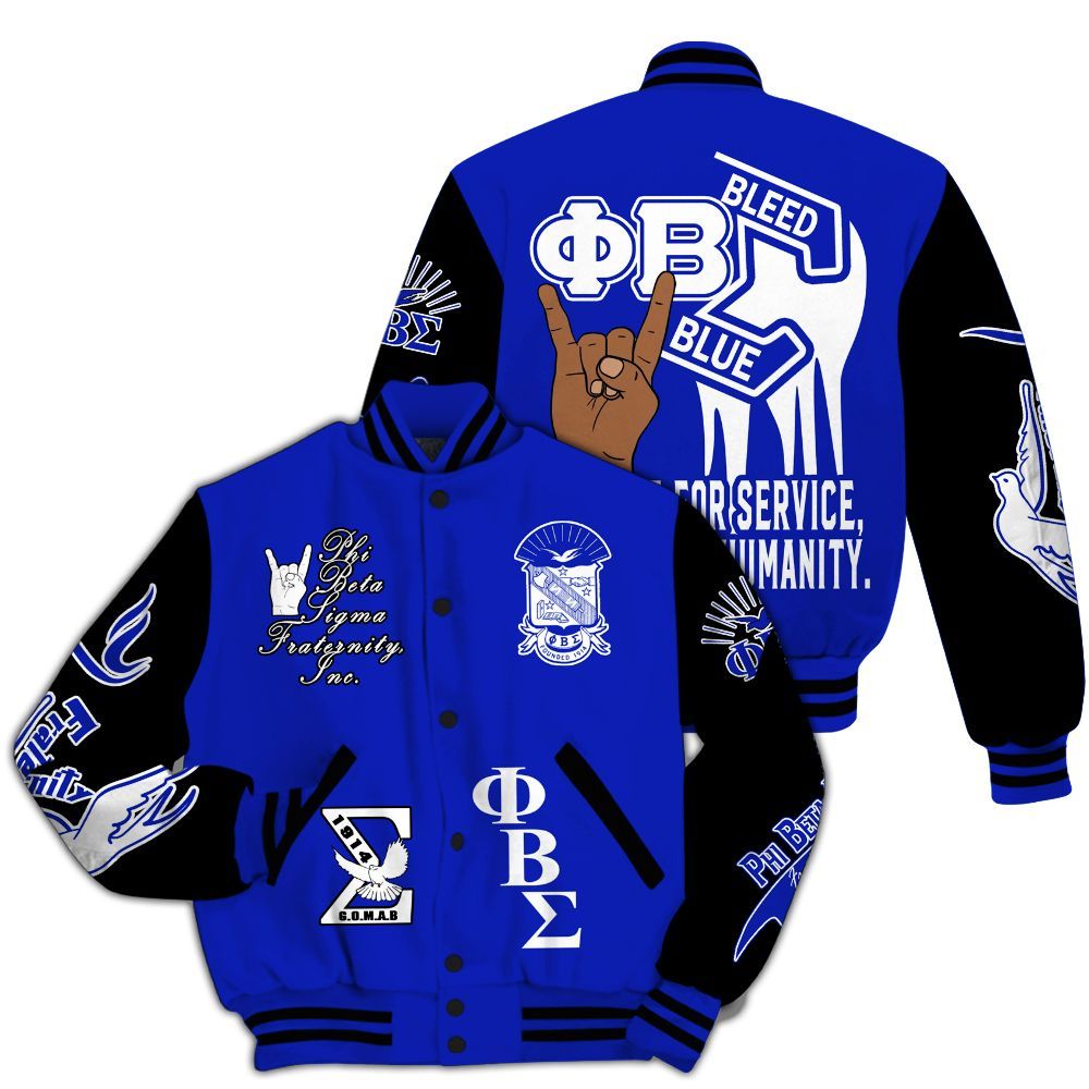 Ireishprint Phi Beta Sigma Varsity Jacket, Royal Blue Culture For Service Jacket 1914 Fraternity Jacket