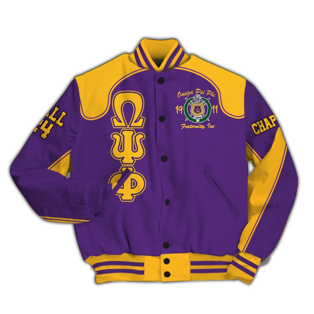 Ireishprint ΩΨΦ Custom Chapter Varsity Jacket, Personalized Racing Style White Sleeves Jacket 1911 ΩΨΦ Fraternity Jacket
