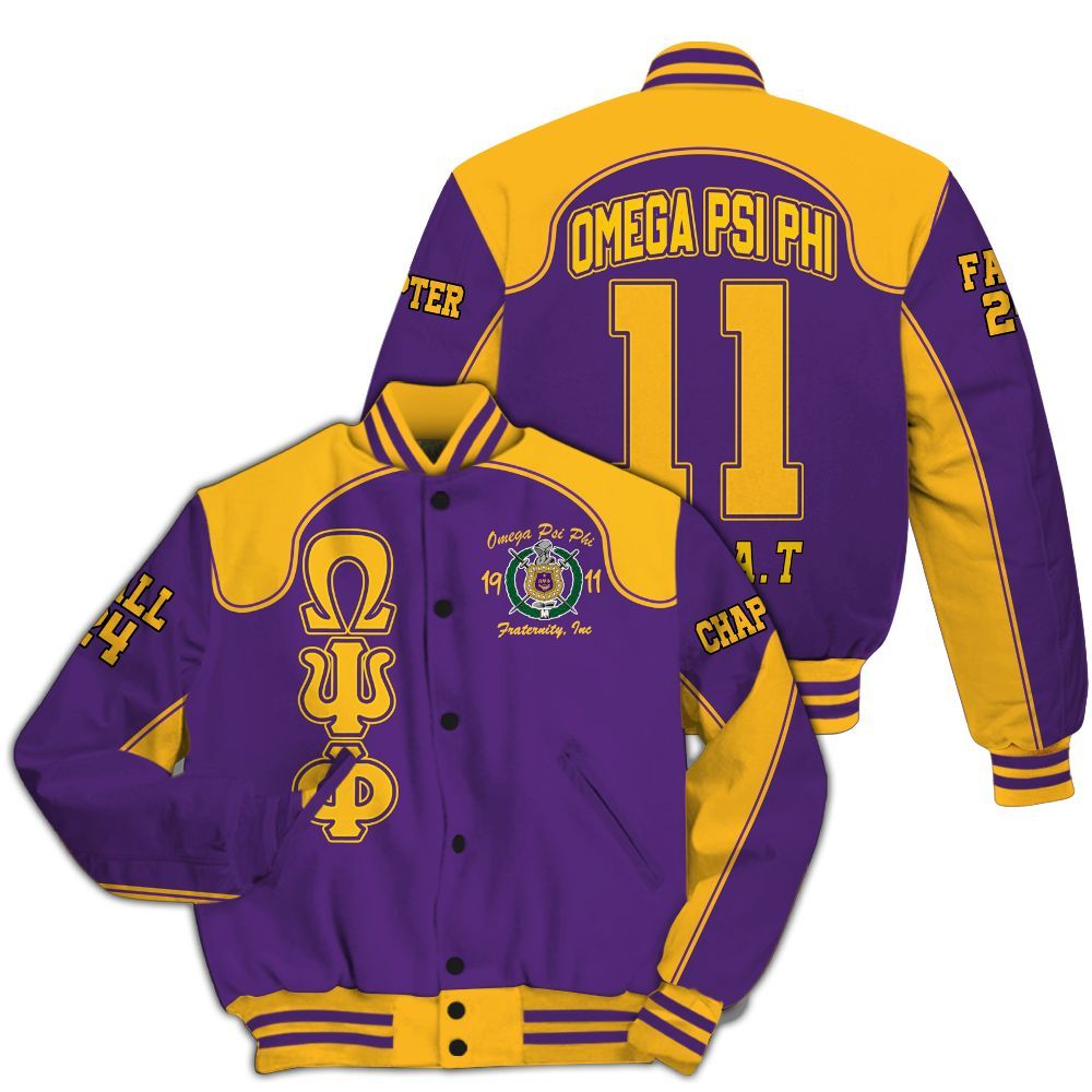 Ireishprint ΩΨΦ Custom Chapter Varsity Jacket, Personalized Racing Style White Sleeves Jacket 1911 ΩΨΦ Fraternity Jacket