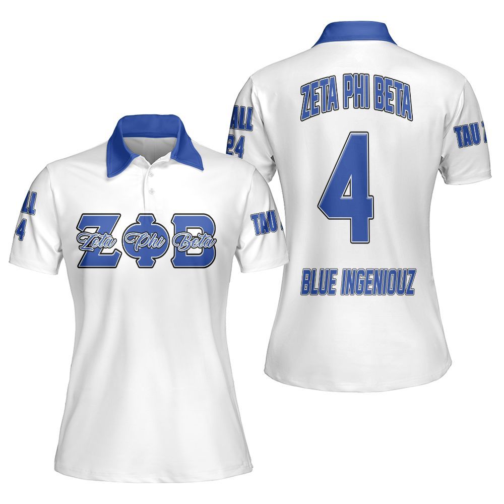 Ireishprint Zeta Phi Beta Custom Chapter Polo Shirt, Personalized Z Phi B White Polo Shirt Zeta Phi Beta Sorority Polo Shirt