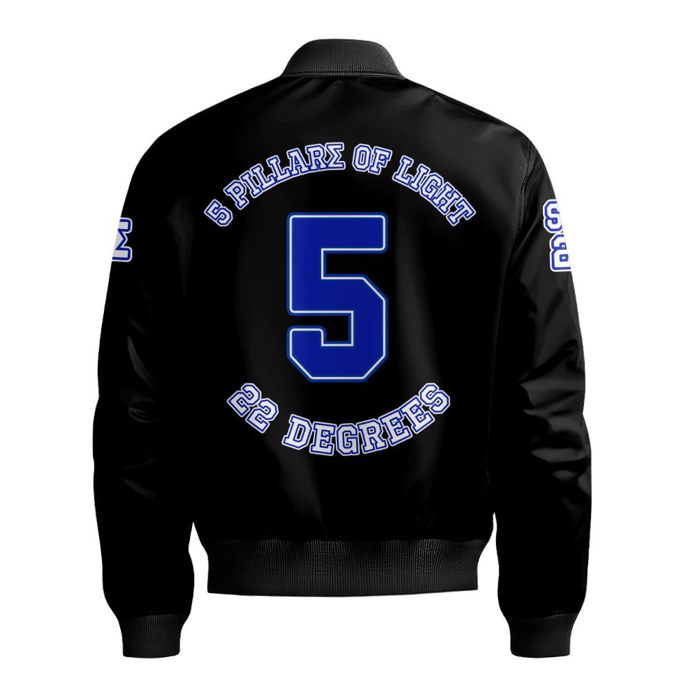 Ireishprint Phi Beta Sigma Custom Chapter Bomber Jacket, Personalized Circle Black Duo Phi Beta Sigma 1914 Fraternity Bomber Jacket