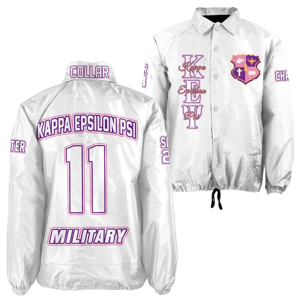 Ireishprint Kappa Epsilon Psi Custom Line Crossing Jacket, Personalized Kappa Epsilon Psi Military White Line Jacket Sorority Crossing Jacket