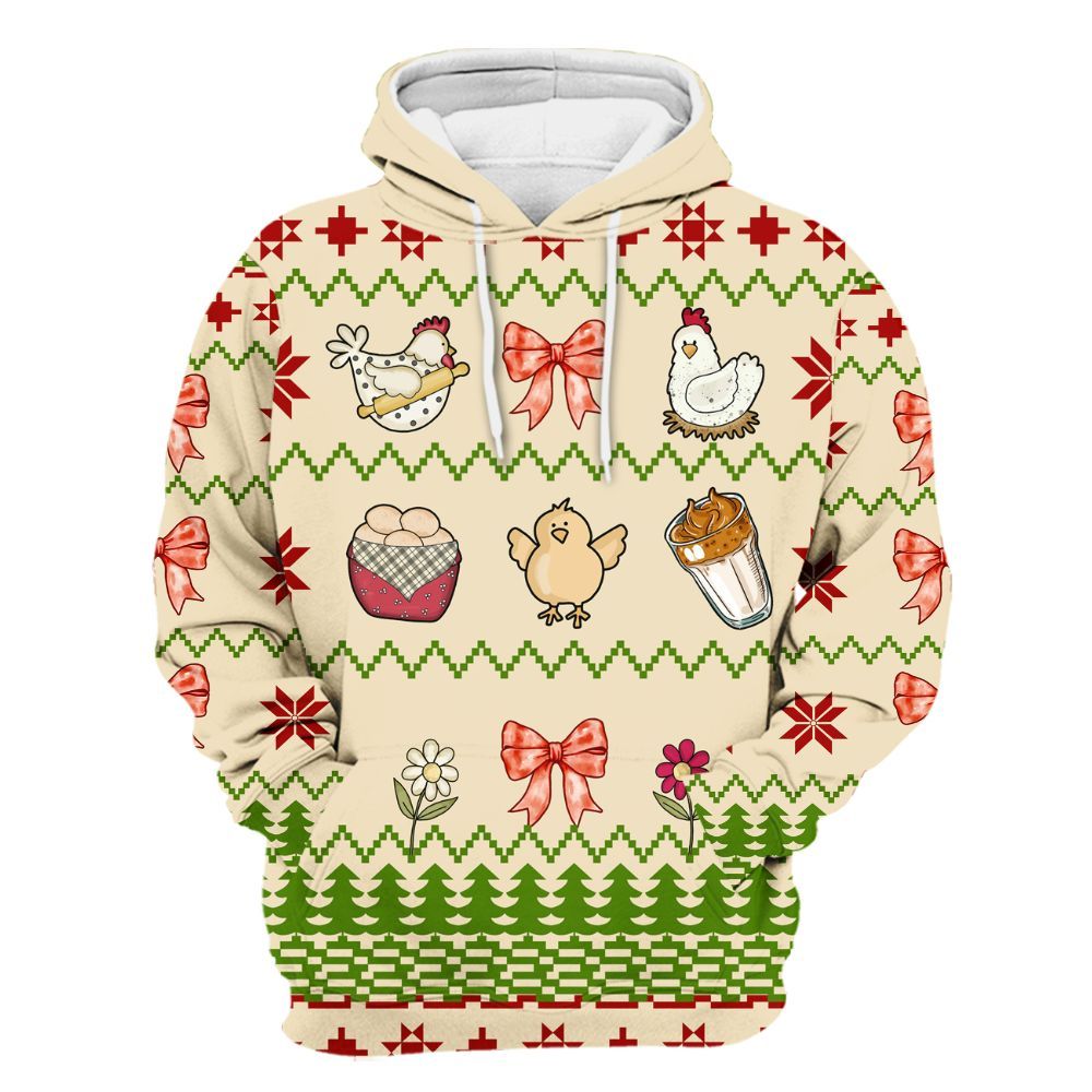 Amare Box Farm Cute Chicken Coquette Shirt, Chicken Coquette Farm, Farmer X-mas, Holiday Season Christmas Unisex Gift Unisex Hoodie