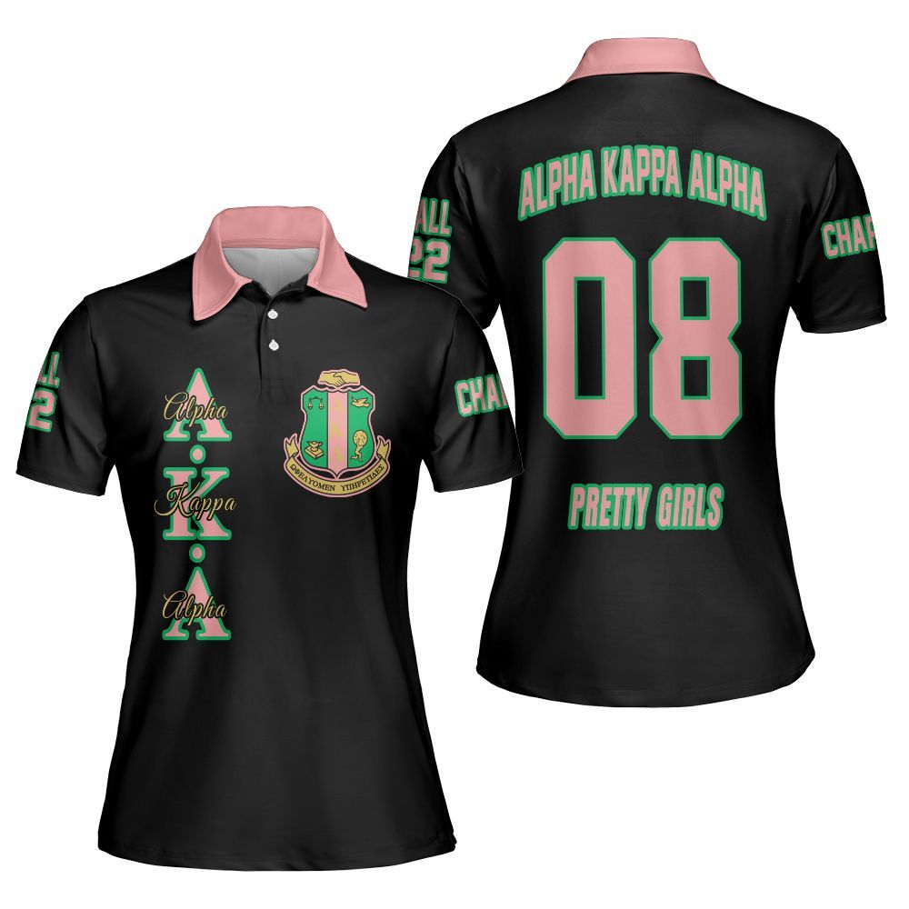 Ireishprint A.K.A Custom Chapter Polo Shirt, Personalized Black 1908 Sorority Polo Shirt