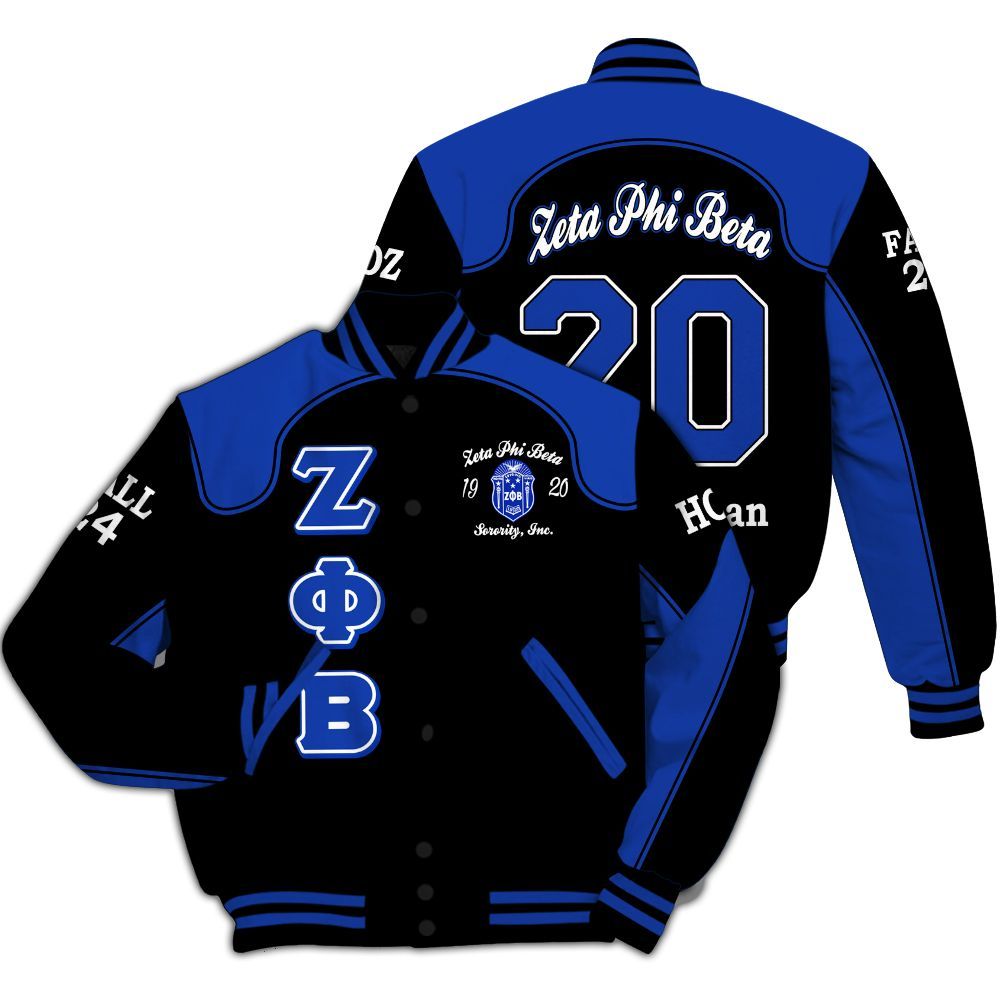 Ireishprint Zeta Phi Beta Custom Chapter Varsity Jacket, Z-Phi-B Jacket Racing Style 1920 Sorority Jacket