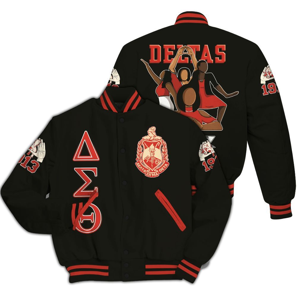 Ireishprint Delta Sigma Theta Shirt, Delta Sigma Theta Girls Handsign Sorority All Over Print Letterman Jackets