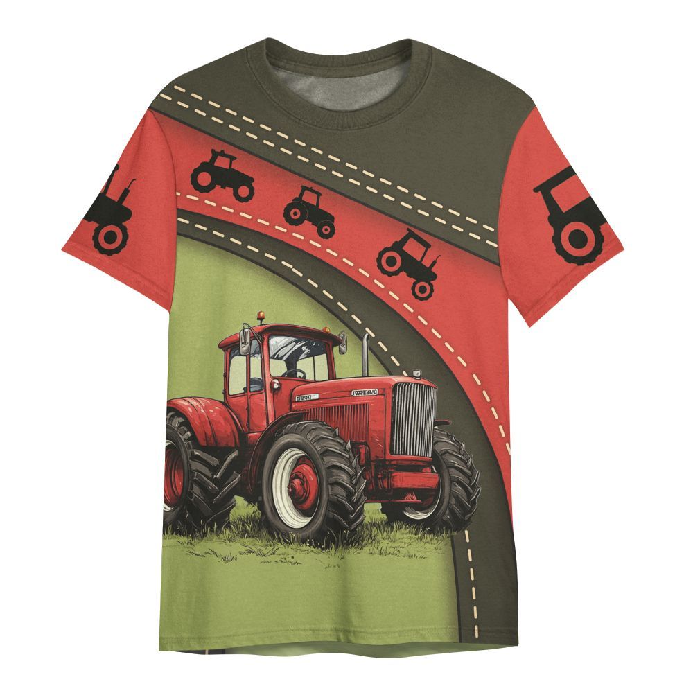 Amare Box Farm Tractor Shirt, Red Tractor, Custom Tractor Name, Tractor Clipart, Love Tractor, Vintage Tractor, Gift For Farm Lover All Over Print Unisex Shirt