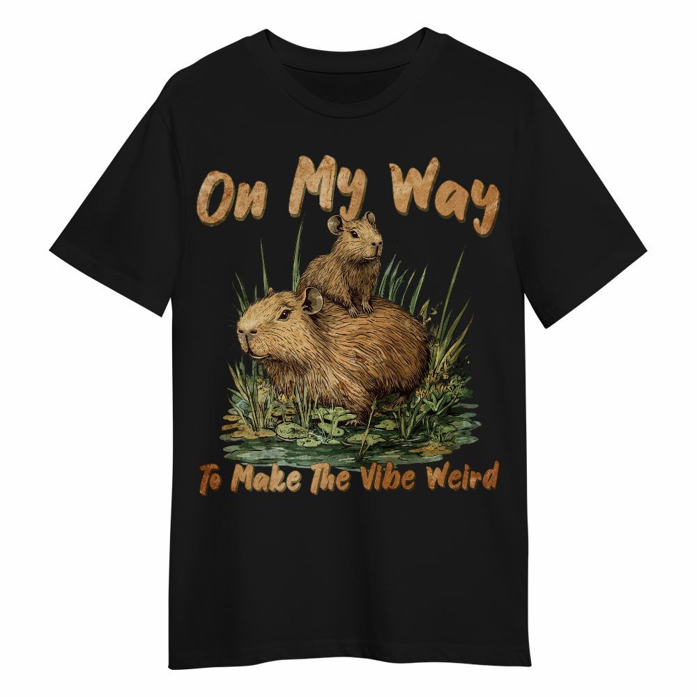 Amare Box Capybara On My Way To Make The Vibe Weird Shirt, Retro Capybara Meme Quotes Gift Unisex Shirt