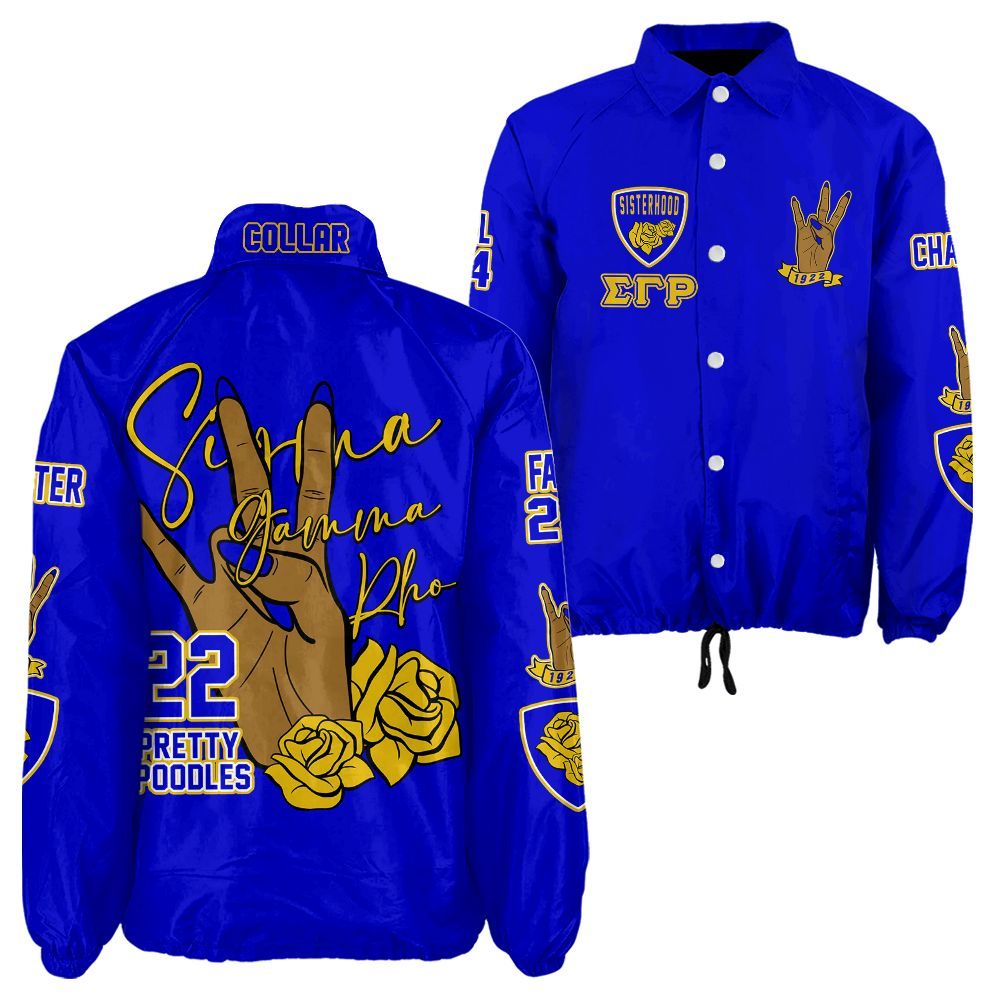 Ireishprint Sigma Gamma Rho Custom Line Crossing Jacket, Personalized Hand Sign Yellow Tea Rose Jacket Sigma Gamma Rho Sorority Crossing Jacket