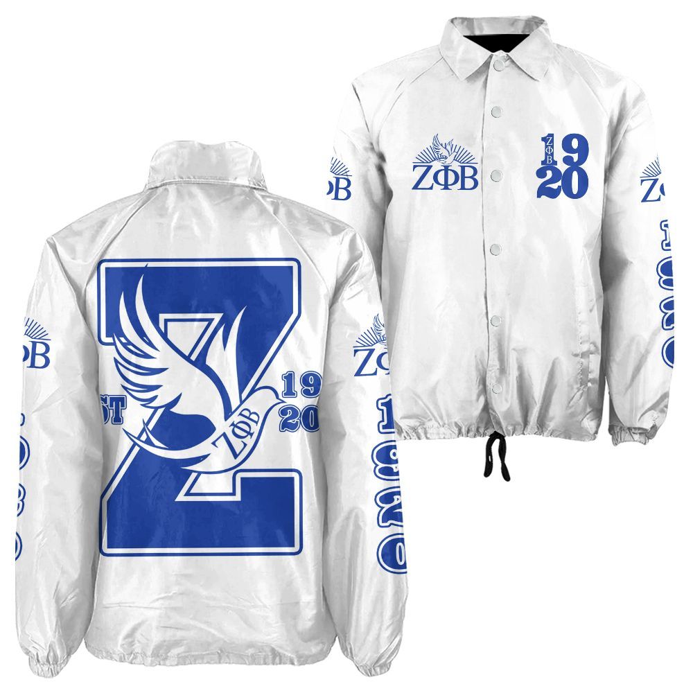 Ireishprint Zeta Phi Beta Crossing Jacket, Dove White Jacket Zeta Phi Beta Sorority Crossing Jacket