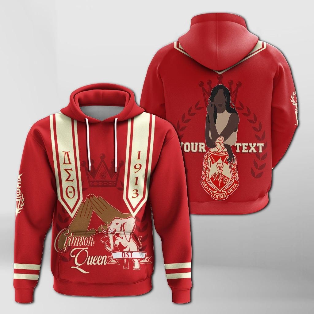 Personalized Delta Sigma Theta Hoodie DST Crimson Queen Custom Name Hoodie