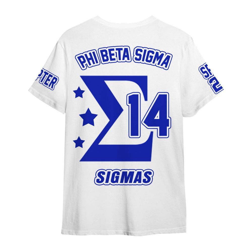 Ireishprint Phi Beta Sigma Custom Chapter Shirt, Personalized Three Stars White Royal Blue Shirt Phi Beta Sigma Fraternity Shirt