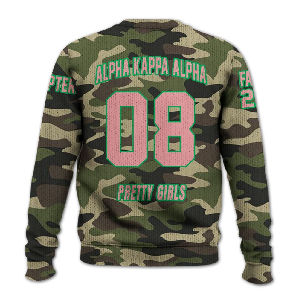 Ireishprint A.K.A Custom Chapter Shirt, Personalized Camo Style Shirt 1908 Sorority Knitted Sweater