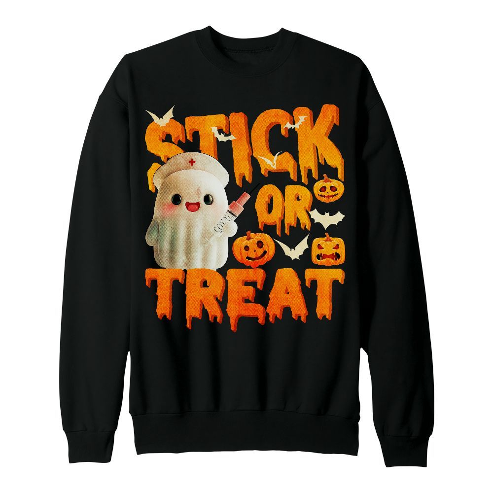 Amare Box Nurse Ghost Halloween Shirt, Trick Or Treat Halloween Design Gift For Fan Unisex Sweatshirt