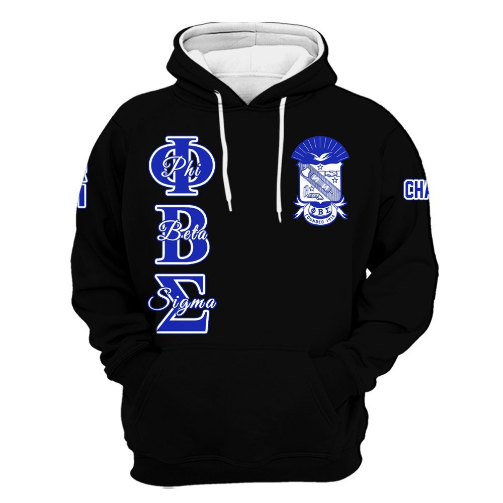 Ireishprint Phi Beta Sigma Custom Chapter Shirt, Personalized Black Royal Blue Shirt Phi Beta Sigma Fraternity Hoodie